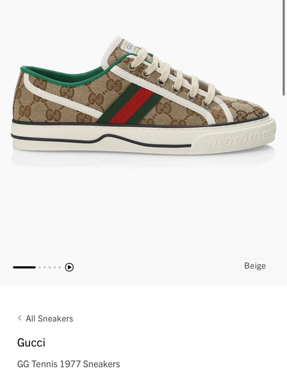 Gucci Beige Monogram Sneakers with Red and Green Stripe - Picture 8 of 10
